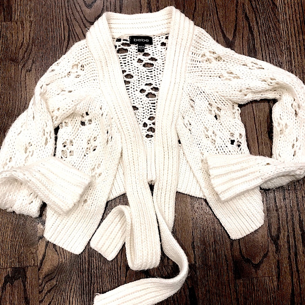Bebe white cardigan sweater